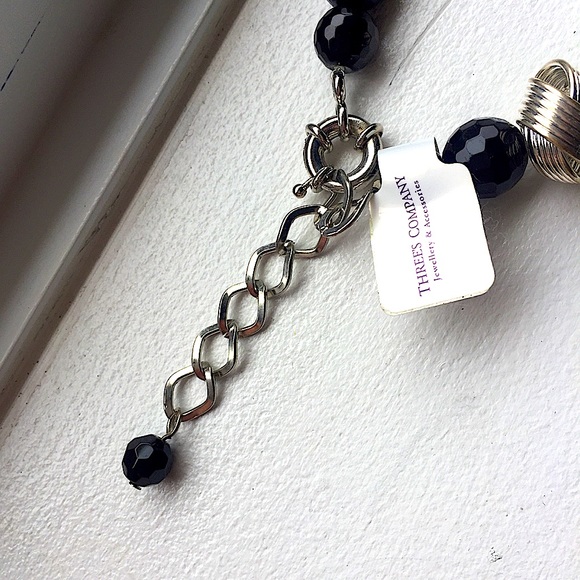 Black Bead & Metal Twist Full Matching Jewelry Set - Picture 4 of 8